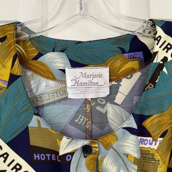NWT VINTAGE MARJORIE HAMILTON Short Sleeve Travel Print Blouse M - Picture 3 of 16